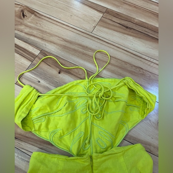 Farm Rio Mostera Embroidered Cut Out Linen Blend Midi Dress - Picture 8 of 9